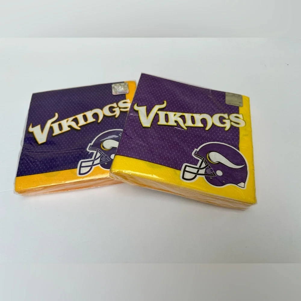 Vikings Paper Napkins Purple Yellow Football Party 2 Packs Skol Fast Ship